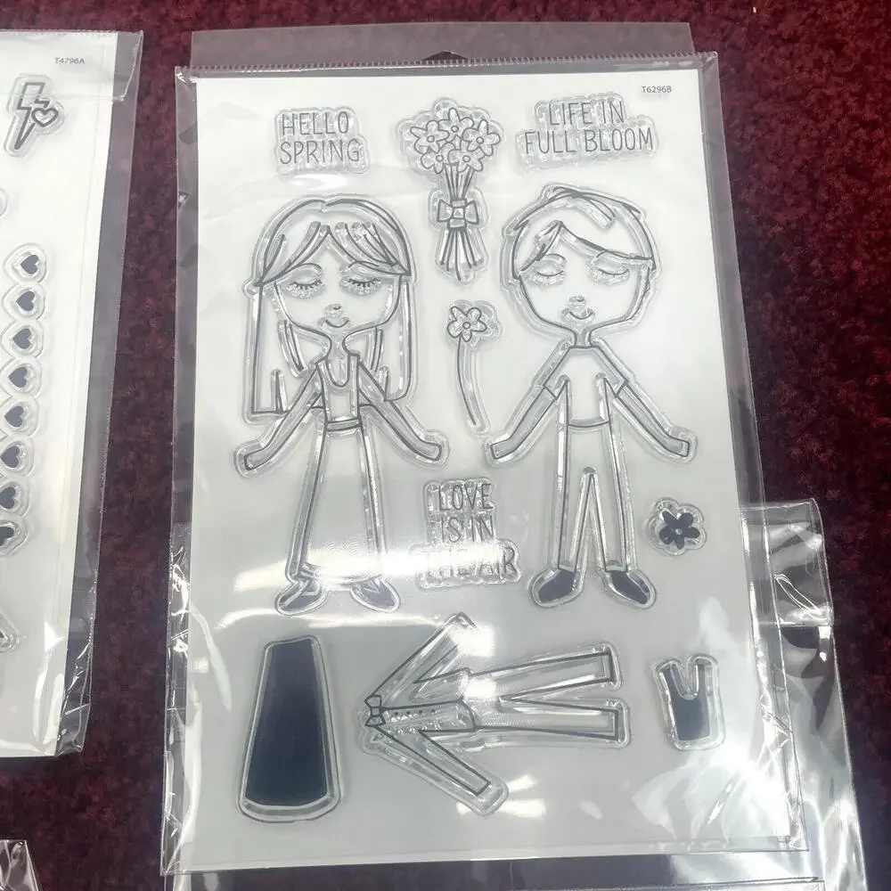 Lot 3 Kingston Crafts Stamps Dies Kits Chipboard Frames Love Paper Dolls Spring - Picture 6 of 9